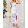 imageZESICA Womens Boho Floral Strapless Midi Dress 2025 Summer Off Shoulder Bodycon Beach Party Long DressesSky