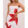 imageZESICA Womens Boho Floral Strapless Midi Dress 2025 Summer Off Shoulder Bodycon Beach Party Long DressesWhite