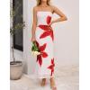 imageZESICA Womens Boho Floral Strapless Midi Dress 2025 Summer Off Shoulder Bodycon Beach Party Long DressesWhite