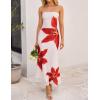 imageZESICA Womens Boho Floral Strapless Midi Dress 2025 Summer Off Shoulder Bodycon Beach Party Long DressesWhite