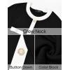 imageZESICA Womens Ribbed Crewneck Sweater Dress 2024 Fall Winter Long Sleeve Button Color Block Knit Midi DressesBlack