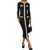 imageZESICA Womens Ribbed Crewneck Sweater Dress 2024 Fall Winter Long Sleeve Button Color Block Knit Midi DressesBlack