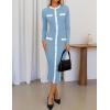 imageZESICA Womens Ribbed Crewneck Sweater Dress 2024 Fall Winter Long Sleeve Button Color Block Knit Midi DressesBlue