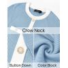 imageZESICA Womens Ribbed Crewneck Sweater Dress 2024 Fall Winter Long Sleeve Button Color Block Knit Midi DressesBlue