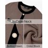 imageZESICA Womens Ribbed Crewneck Sweater Dress 2024 Fall Winter Long Sleeve Button Color Block Knit Midi DressesKhaki