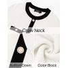 imageZESICA Womens Ribbed Crewneck Sweater Dress 2024 Fall Winter Long Sleeve Button Color Block Knit Midi DressesWhite