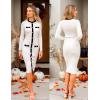 imageZESICA Womens Ribbed Crewneck Sweater Dress 2024 Fall Winter Long Sleeve Button Color Block Knit Midi DressesWhite