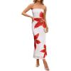 imageZESICA Womens Boho Floral Strapless Midi Dress 2025 Summer Off Shoulder Bodycon Beach Party Long DressesWhite