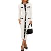 imageZESICA Womens Ribbed Crewneck Sweater Dress 2024 Fall Winter Long Sleeve Button Color Block Knit Midi DressesWhite