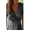 imageZESICA Womens 2025 Bohemian Floral Printed Wrap V Neck Short Sleeve Split Beach Party Maxi DressCharcoal Blackfloral