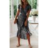 imageZESICA Womens 2025 Bohemian Floral Printed Wrap V Neck Short Sleeve Split Beach Party Maxi DressCharcoal Blackfloral