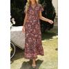 imageZESICA Womens 2025 Bohemian Floral Printed Wrap V Neck Short Sleeve Split Beach Party Maxi DressDark Purple