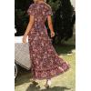 imageZESICA Womens 2025 Bohemian Floral Printed Wrap V Neck Short Sleeve Split Beach Party Maxi DressDark Purple