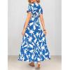 imageZESICA Womens 2025 Bohemian Floral Printed Wrap V Neck Short Sleeve Split Beach Party Maxi DressDustyblue