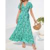imageZESICA Womens 2025 Bohemian Floral Printed Wrap V Neck Short Sleeve Split Beach Party Maxi DressDustygreen
