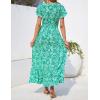imageZESICA Womens 2025 Bohemian Floral Printed Wrap V Neck Short Sleeve Split Beach Party Maxi DressDustygreen