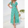 imageZESICA Womens 2025 Bohemian Floral Printed Wrap V Neck Short Sleeve Split Beach Party Maxi DressDustygreen