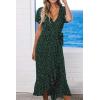imageZESICA Womens 2025 Bohemian Floral Printed Wrap V Neck Short Sleeve Split Beach Party Maxi DressForest Greenfloral