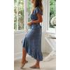 imageZESICA Womens 2025 Bohemian Floral Printed Wrap V Neck Short Sleeve Split Beach Party Maxi DressLight Blue