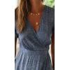 imageZESICA Womens 2025 Bohemian Floral Printed Wrap V Neck Short Sleeve Split Beach Party Maxi DressLight Blue