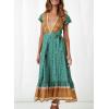 imageZESICA Womens 2025 Bohemian Floral Printed Wrap V Neck Short Sleeve Split Beach Party Maxi DressLight Green