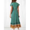 imageZESICA Womens 2025 Bohemian Floral Printed Wrap V Neck Short Sleeve Split Beach Party Maxi DressLight Green
