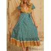 imageZESICA Womens 2025 Bohemian Floral Printed Wrap V Neck Short Sleeve Split Beach Party Maxi DressLight Green