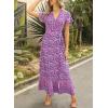 imageZESICA Womens 2025 Bohemian Floral Printed Wrap V Neck Short Sleeve Split Beach Party Maxi DressLightpurple