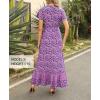 imageZESICA Womens 2025 Bohemian Floral Printed Wrap V Neck Short Sleeve Split Beach Party Maxi DressLightpurple