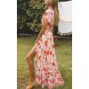 imageZESICA Womens 2025 Bohemian Floral Printed Wrap V Neck Short Sleeve Split Beach Party Maxi DressPeach
