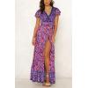 imageZESICA Womens 2025 Bohemian Floral Printed Wrap V Neck Short Sleeve Split Beach Party Maxi DressPurple
