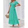imageZESICA Womens 2025 Bohemian Floral Printed Wrap V Neck Short Sleeve Split Beach Party Maxi DressSpringgreen