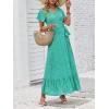 imageZESICA Womens 2025 Bohemian Floral Printed Wrap V Neck Short Sleeve Split Beach Party Maxi DressSpringgreen