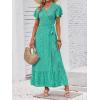 imageZESICA Womens 2025 Bohemian Floral Printed Wrap V Neck Short Sleeve Split Beach Party Maxi DressSpringgreen