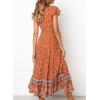 imageZESICA Womens 2025 Bohemian Floral Printed Wrap V Neck Short Sleeve Split Beach Party Maxi DressTangerine