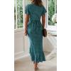 imageZESICA Womens 2025 Bohemian Floral Printed Wrap V Neck Short Sleeve Split Beach Party Maxi DressTeal