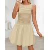 imageZESICA Womens 2025 Summer Boho Sleeveless Ruched Mini Dresses Scoop Neck Bubble A Line Short Tank SundressApricot