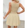 imageZESICA Womens 2025 Summer Boho Sleeveless Ruched Mini Dresses Scoop Neck Bubble A Line Short Tank SundressApricot