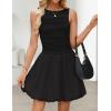 imageZESICA Womens 2025 Summer Boho Sleeveless Ruched Mini Dresses Scoop Neck Bubble A Line Short Tank SundressBlack