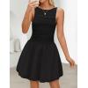 imageZESICA Womens 2025 Summer Boho Sleeveless Ruched Mini Dresses Scoop Neck Bubble A Line Short Tank SundressBlack