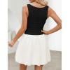 imageZESICA Womens 2025 Summer Boho Sleeveless Ruched Mini Dresses Scoop Neck Bubble A Line Short Tank SundressDim