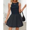 imageZESICA Womens 2025 Summer Boho Sleeveless Ruched Mini Dresses Scoop Neck Bubble A Line Short Tank SundressNavy