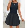 imageZESICA Womens 2025 Summer Boho Sleeveless Ruched Mini Dresses Scoop Neck Bubble A Line Short Tank SundressNavy