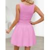 imageZESICA Womens 2025 Summer Boho Sleeveless Ruched Mini Dresses Scoop Neck Bubble A Line Short Tank SundressPink