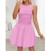 imageZESICA Womens 2025 Summer Boho Sleeveless Ruched Mini Dresses Scoop Neck Bubble A Line Short Tank SundressPink