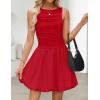 imageZESICA Womens 2025 Summer Boho Sleeveless Ruched Mini Dresses Scoop Neck Bubble A Line Short Tank SundressRed