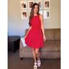imageZESICA Womens 2025 Summer Boho Sleeveless Ruched Mini Dresses Scoop Neck Bubble A Line Short Tank SundressRed