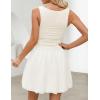 imageZESICA Womens 2025 Summer Boho Sleeveless Ruched Mini Dresses Scoop Neck Bubble A Line Short Tank SundressWhite