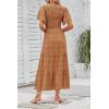 imageZESICA Womens 2025 Summer Casual Floral Print Short Flutter Sleeve Crew Neck Smocked High Waist Flowy Maxi DressBrown