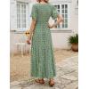 imageZESICA Womens 2025 Summer Casual Floral Print Short Flutter Sleeve Crew Neck Smocked High Waist Flowy Maxi DressOlive